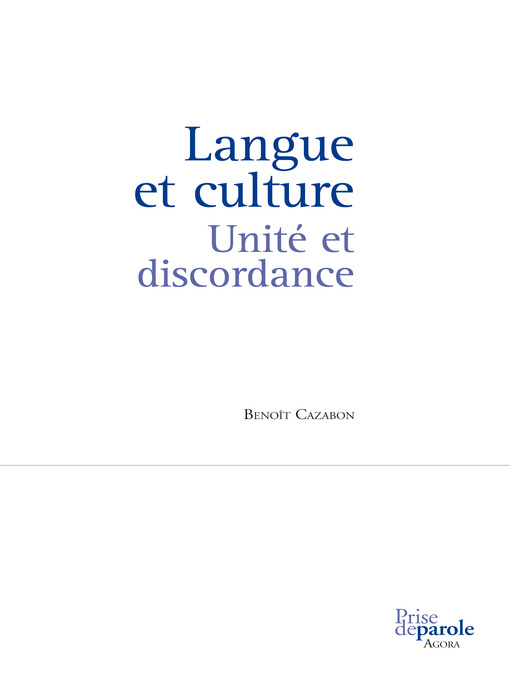 Title details for Langue et culture by Benoît Cazabon - Available